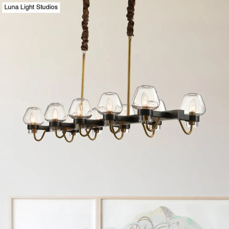 Modernist Dome Island Chandelier - Clear Glass 8/10 Lights Black Finish