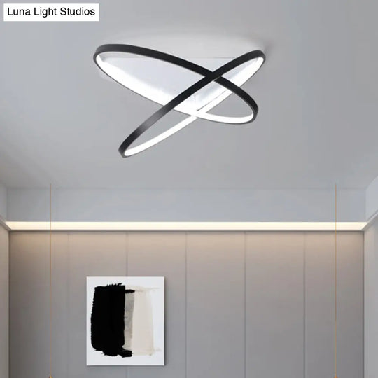 Modernist Dual Rings Led Flush Mount Ceiling Lamp In Black 16.5/20.5 W / 16.5