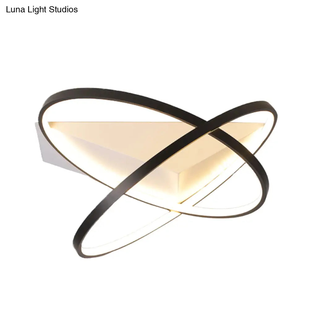 Modernist Dual Rings Led Flush Mount Ceiling Lamp In Black 16.5’/20.5’ W