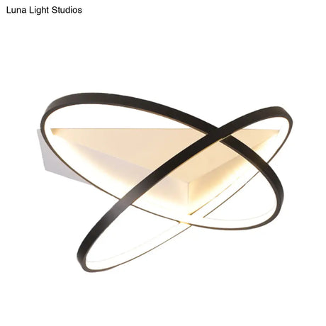 Modernist Dual Rings Led Flush Mount Ceiling Lamp In Black 16.5’/20.5’ W