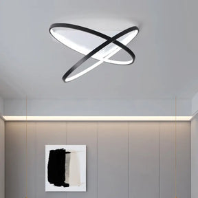 Modernist Dual Rings Led Flush Mount Ceiling Lamp In Black 16.5’/20.5’ W / 16.5’