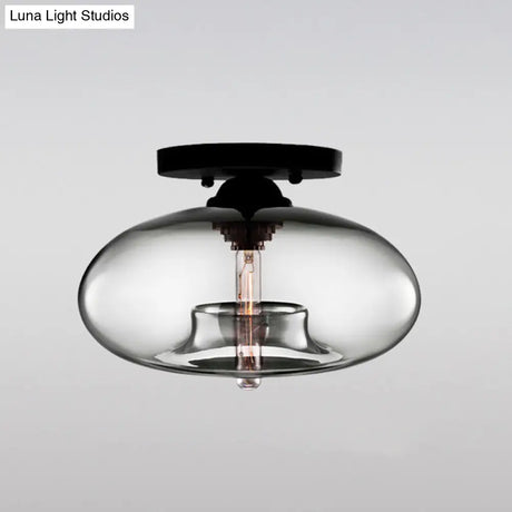 Modernist Glass Flush Ceiling Light Fixture - Oblong Shape 1 Sky Blue/Amber/Smoke Gray/Coffee 11’