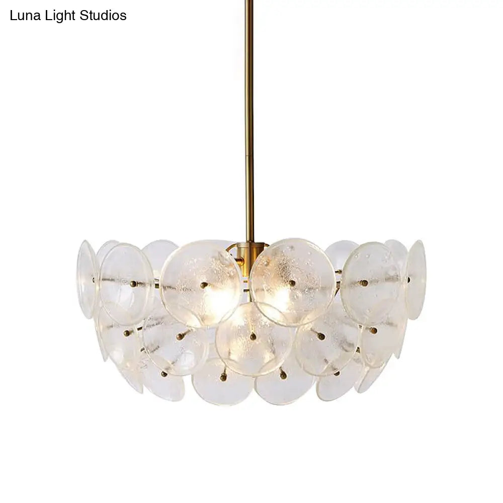 Gold Acrylic Circle Chandelier - Modern 3-Bulb Pendant Light
