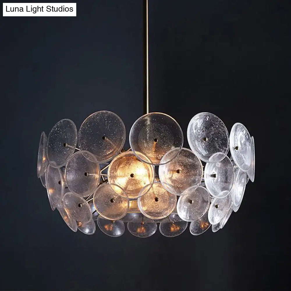 Gold Acrylic Circle Chandelier - Modern 3-Bulb Pendant Light