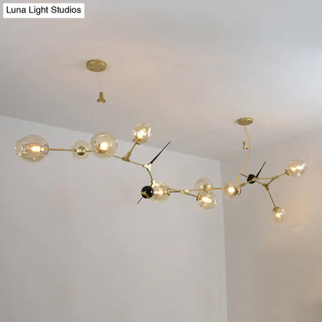 Modernist Gold Chandelier With Bubble Clear Glass Shades - 6/10 Lights Suspension Pendant