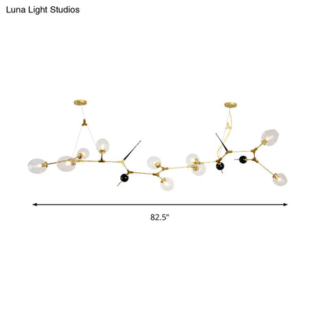 Modernist Gold Chandelier With Bubble Clear Glass Shades - 6/10 Lights Suspension Pendant