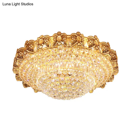 Modernist Gold Crystal Led Flush Ceiling Light: Multi-Tier Mount Fixture