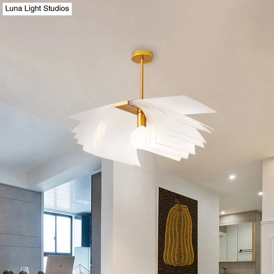 Modernist Gold Led Ceiling Light: Paper Shape Semi Flush Acrylic Design For Dining Room
