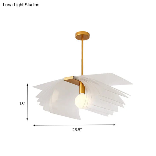 Modernist Gold Led Ceiling Light: Paper Shape Semi Flush Acrylic Design For Dining Room