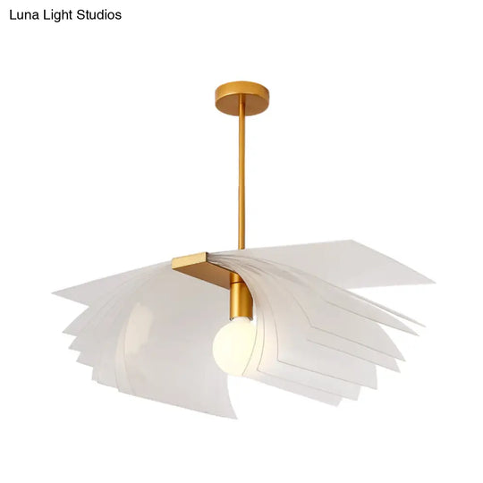 Modernist Gold Led Ceiling Light: Paper Shape Semi Flush Acrylic Design For Dining Room