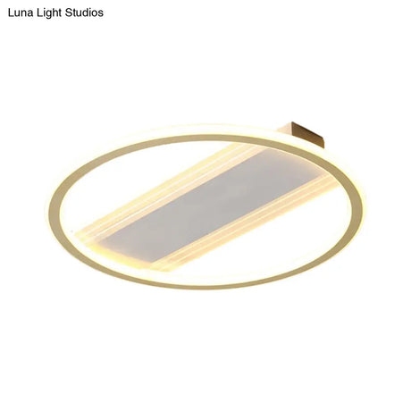 Modernist Gold Led Flush Mount Lamp 16.5/20.5 Width For Bedrooms