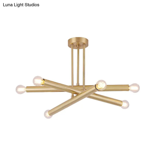 Modernist Gold Metal Bedroom Pendant Chandelier with Multiple Lights Ceiling Hung Light Fixture Gold