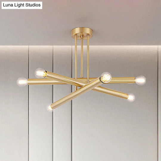 Modernist Gold Metal Bedroom Pendant Chandelier with Multiple Lights Ceiling Hung Light Fixture Gold