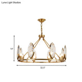 Modernist Gold Ring Chandelier With Crystal Shades - 6/8 Bulbs Hanging Light Kit For Living Room