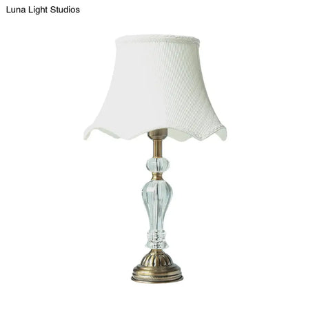 Modernist Gold Table Lamp With Crystal Base - Bedroom Nightstand Lighting