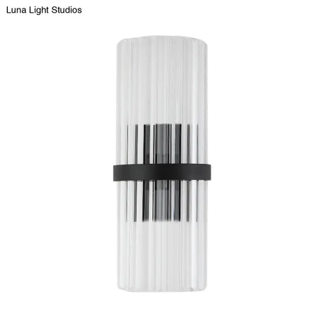 Modernist Half-Light Pipe Wall Sconce Lamp: Metal & Crystal Black Finish Perfect For Dining Room