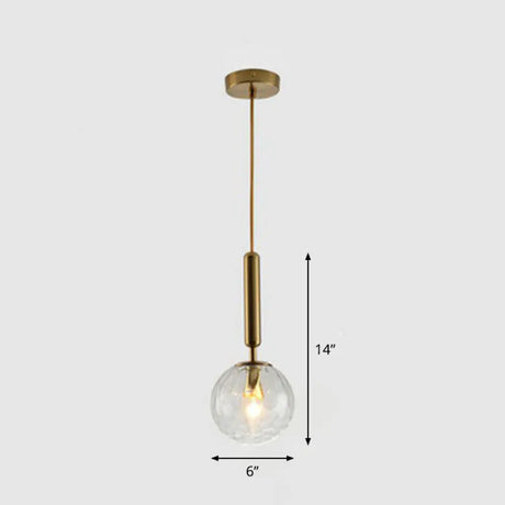 Modernist Hammer Glass Pendant Light - Stylish Hanging Ball Fixture For Restaurants Gold