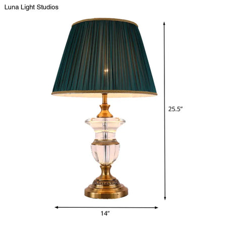 Modernist Hand-Cut Crystal Nightstand Lamp: Elegant Black Jar Shape With Reading Light