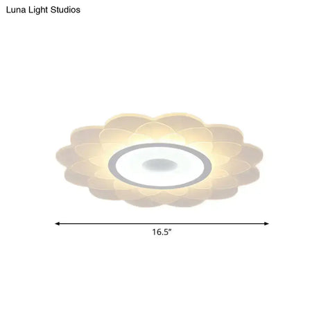 Modernist Led Acrylic Flush Mount Ceiling Light - White Blossom Flower Design In Warm/White