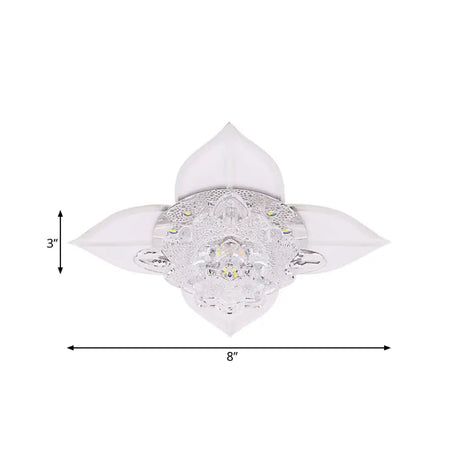 Modernist Led Crystal Ceiling Flush Light In White With Leaf Design And Multi-Color Options