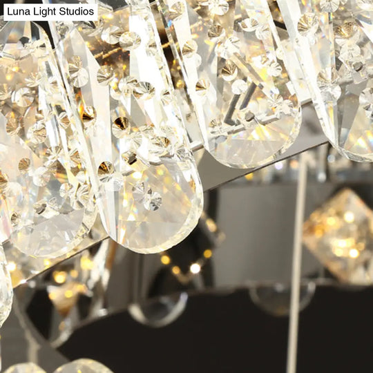 Modernist Led Crystal Chandelier - Nickel Finish Circular Design