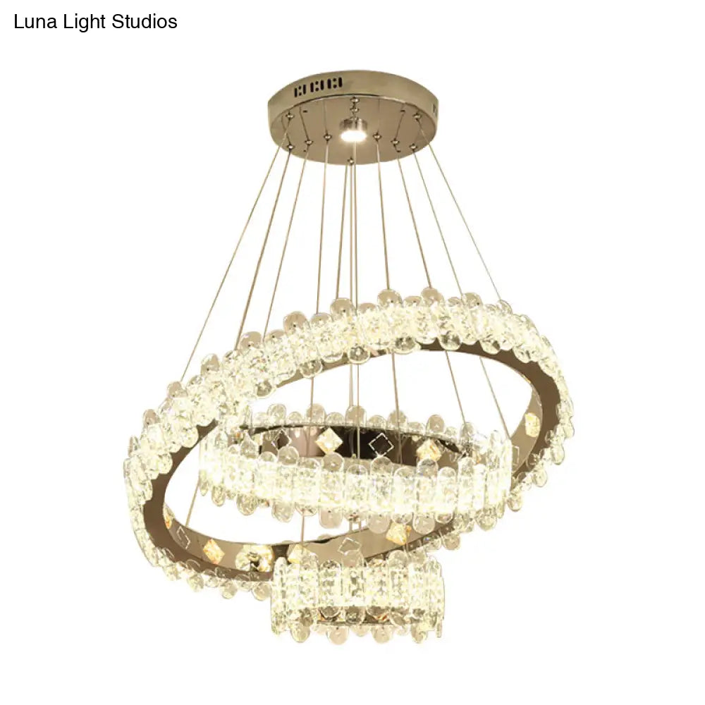 Modernist Led Crystal Chandelier - Nickel Finish Circular Design