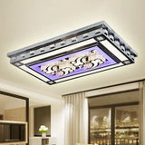 Modernist Led Flush Ceiling Light With Stainless - Steel Star/Cloud Design And Faceted Crystal –