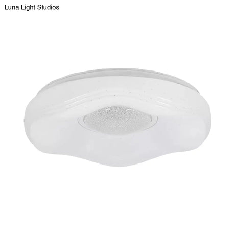 Modernist Led Flush Light With Acrylic White Flower Shade In White/Warm Available 15’/19’ Widths