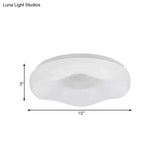 Modernist Led Flush Light With Acrylic White Flower Shade In White/Warm Available 15’/19’ Widths