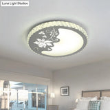 Modernist Led Flush Mount Crystal Ceiling Lamp With Butterfly & Flower Design