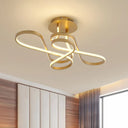 Modernist Ledflush Mount Ceiling Light Fixture Black/White/Gold Acrylic Shaded With White Light-