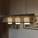 Modernist Linear Island Lighting Wood 3-Light Dining Room Lamp With White Glass Shade In Beige/Brown