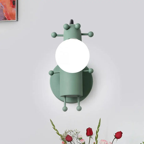 Modernist Metal Adjustable Wall Lamp With Open Bulb Single Head Mount Lighting In Grey/White/Green