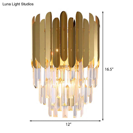 Modernist Metal And Crystal Bedside Wall Lamp With 1 Brass Light