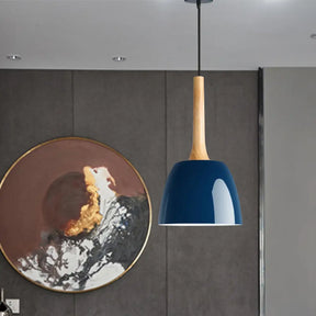Modernist Metal Pendant Ceiling Light - Yellow/Blue/Green Domed Design Perfect For Dining Room Blue