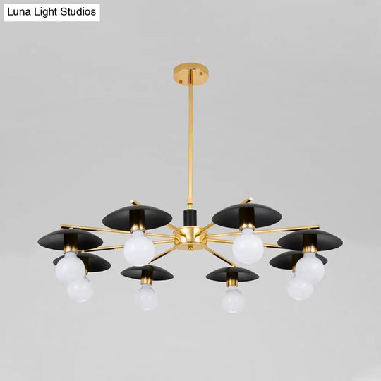 Modernist Metal Radial Chandelier With 6/8 Black And Gold Heads - Stylish Ceiling Pendant Lamp For