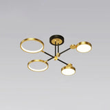 Modernist Metal Ring Chandelier Pendant Light With Hanging Cord - Perfect For Living Room 4 / Gold