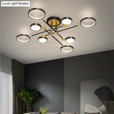 Modernist Metal Ring Chandelier Pendant Light With Hanging Cord - Perfect For Living Room