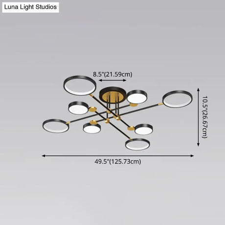 Modernist Metal Ring Chandelier Pendant Light With Hanging Cord - Perfect For Living Room