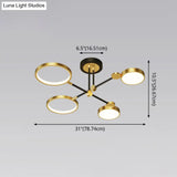 Modernist Metal Ring Chandelier Pendant Light With Hanging Cord - Perfect For Living Room