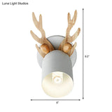 Modernist Metal Wall Sconce With Antler Design And Cylinder Shape For Bedroom Lighting