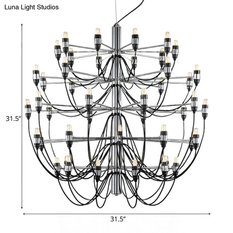 Modernist Metallic 18/30-Light Layered Chandelier: Stylish Dining Room Ceiling Lamp In Chrome