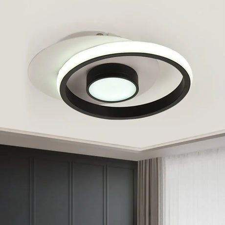 Modernist Metallic Gold/Black - White Led Flush Mount Lamp For Corridor - Warm/White Light Black -