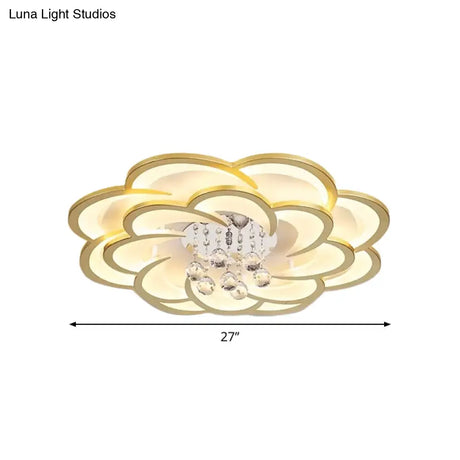 Modernist Petal Flush Ceiling Light In Gold With Led Warm/White - Available 20.5’/27’ Sizes