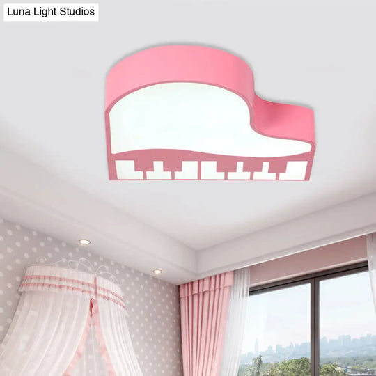 Modernist Piano Flush Pendant Light - Acrylic Led Ceiling Lamp In Pink For Kindergarten