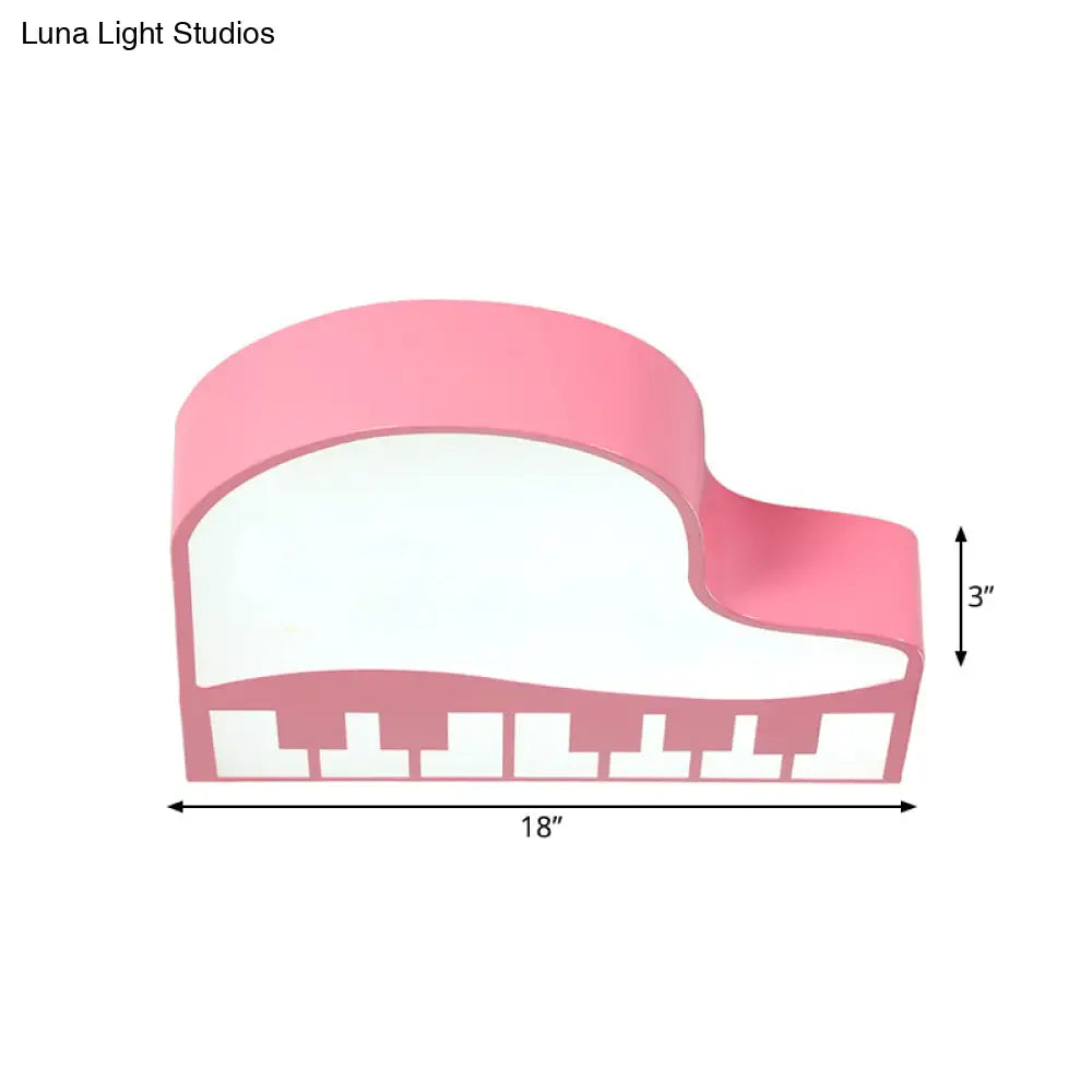 Modernist Piano Flush Pendant Light - Acrylic Led Ceiling Lamp In Pink For Kindergarten