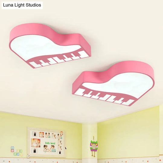 Modernist Piano Flush Pendant Light - Acrylic Led Ceiling Lamp In Pink For Kindergarten