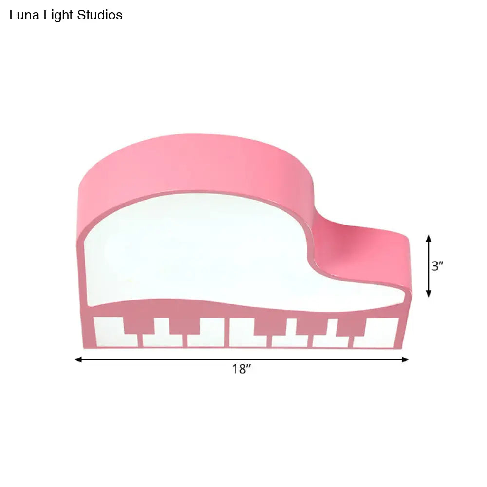 Modernist Piano Flush Pendant Light - Acrylic Led Ceiling Lamp In Pink For Kindergarten