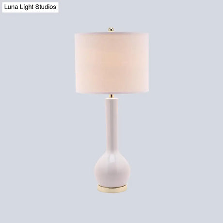 Modernist Red/White Fabric Cylinder Table Light