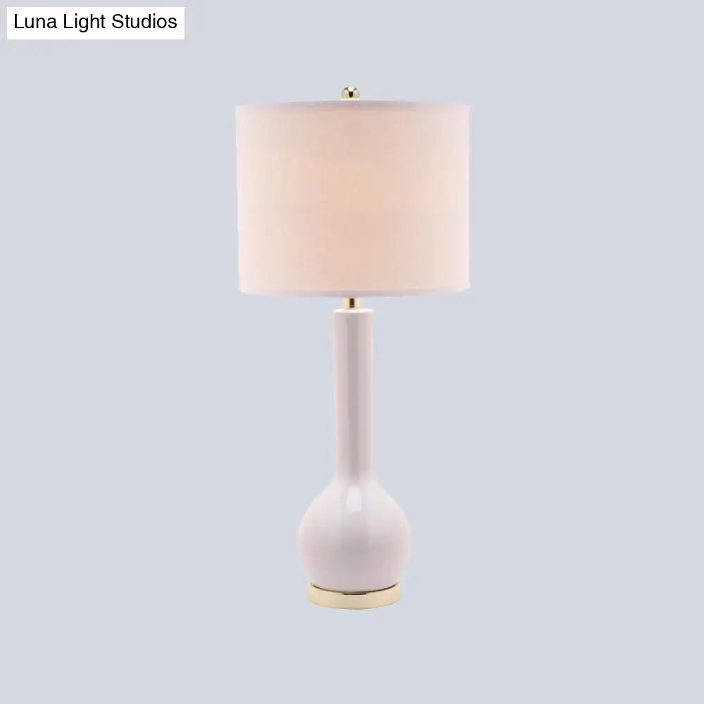 Modernist Red/White Fabric Cylinder Table Light